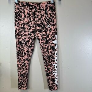 Adidas originals floral leggings pink black white logo retch pants women's small